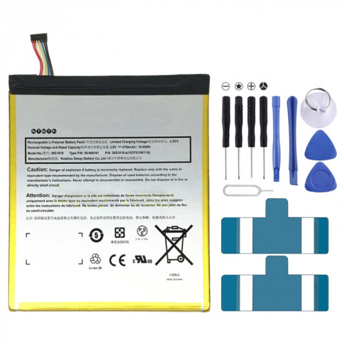 Pour Amazon Kindle Fire HD 8 6e génération PR53DC 4750mAh remplacement de batterie li-polymère SH93561838-33