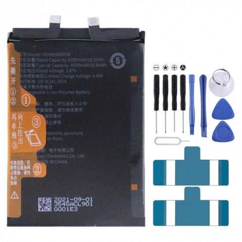 Batterie de remplacement 4200mAh pour Honor 50 Lite/Huawei Nova 8i NTN-LX1 NEN-LX1 4300mAh HB466589EFW SH9511735-33