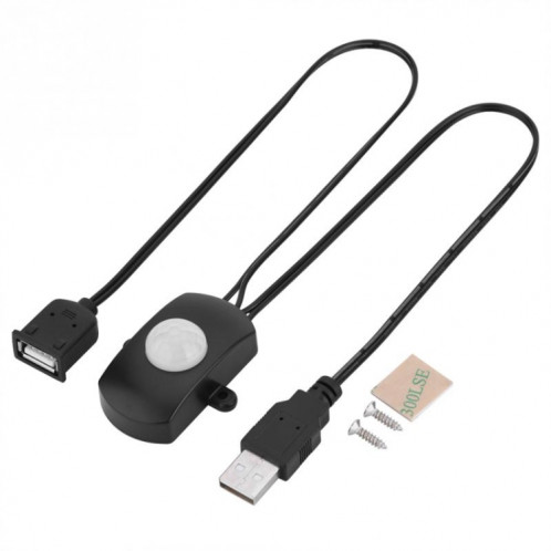 DC 5V / 12V / 24V USB corps infrarouge PIR capteur de mouvement commutateur commutateur de détecteur de mouvement humain pour bande lumineuse LED (noir) SH501A474-37