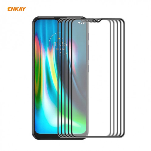 Pour Motorola Moto G9 / G9 Play 5 pièces ENKAY Hat-Prince Anti-goutte pleine colle verre trempé Film plein écran protecteur anti-chute SE91021015-37