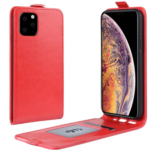 Étui de protection en cuir à rabat vertical Crazy Horse pour iPhone 11 Pro Max (rouge) SH701C1218-37