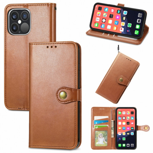 Pour iPhone 13 Pro Side Color Coat Buckle Boucle Boîte Téléphone avec lanière et cadre photo Slot & Card Slot & Wallet & Stand Fonction (Brown) SH802E321-37