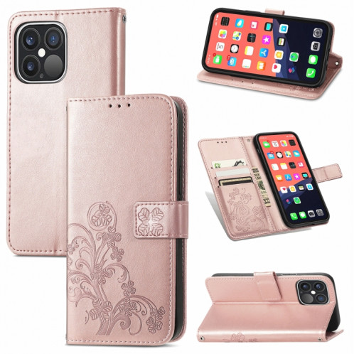 Pour l'iPhone 13 pro Fermoir au trèfle à quatre feuilles Boucle en relief de la boucle de protection mobile Protection de téléphone mobile avec une lanière et une fonction de portefeuille et portefeuille et support SH902B327-37