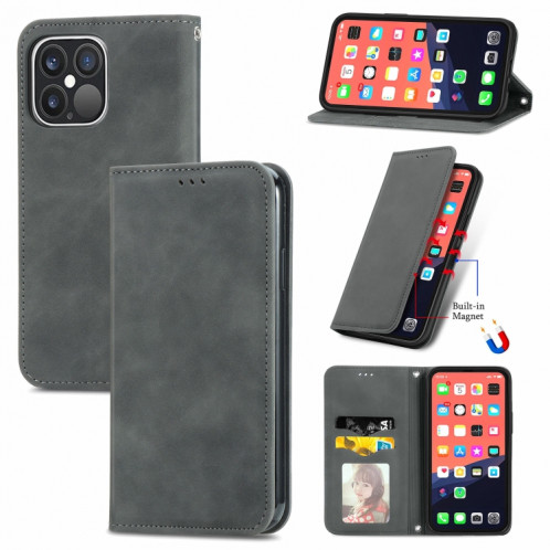 Pour iPhone 13 Pro rétro Skin Sentez l'étui en cuir horizontal horizontal magnétique professionnel avec support et carte de portefeuille et cadre de portefeuille et photo (gris) SH202B1886-39