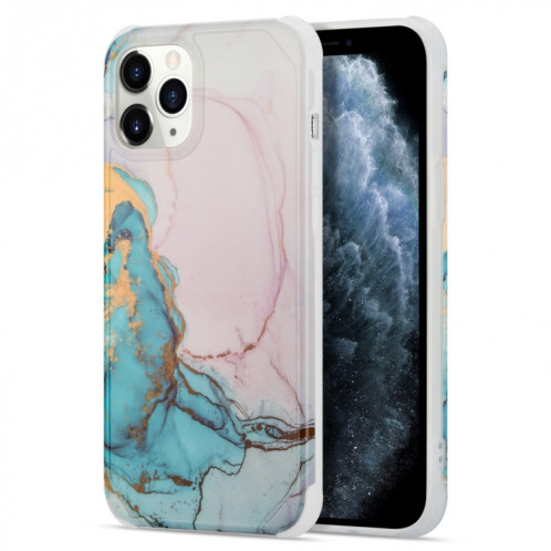 Étui de couverture arrière en marbre en marbre d'or de quatre coins secs pour iPhone 13 Pro (rose) SH902E1649-37