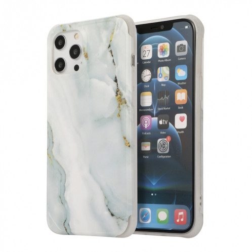 Étui de couverture arrière en marbre en marbre or de quatre coins SHOCPORATIVES pour iPhone 13 Pro (gris) SH102B1657-36