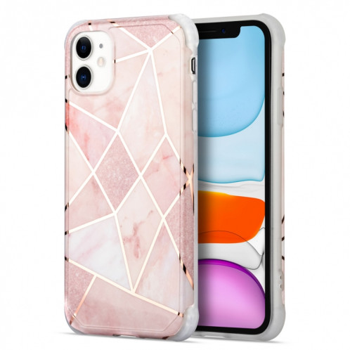 Pour iPhone 13 Pro Electroplating Matching Matching Marble IMD TPU TPU à quatre angles (rose) SH702C1379-37