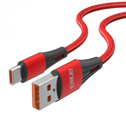 Enkay 66W USB vers USB-C / TYPE-C Protocole complet 6A Câble de données de charge rapide, longueur: 1M (rouge) SE501B219-37