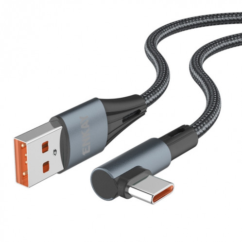 Enkay 66W USB vers USB-C / TYPE-C ELBOW 6A Protocole complet Câble de données de charge rapide, longueur: 2m (noir) SE602A1501-37