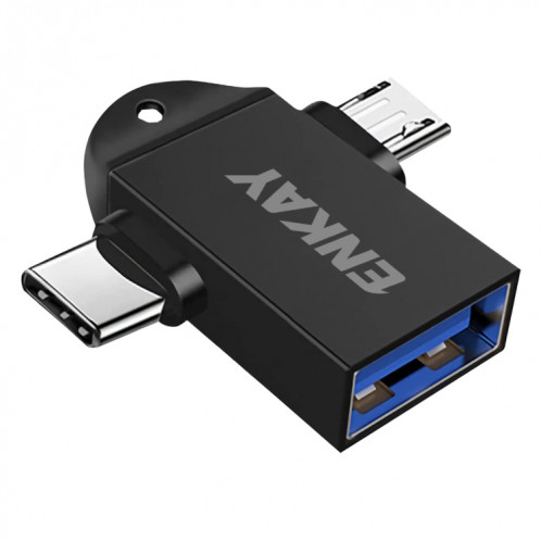 ENKAY ENK-AT112 2 IN 1 TYPE-C + Micro USB vers USB 3.0 Adaptateur OTG en alliage en aluminium (noir) SE801A968-36