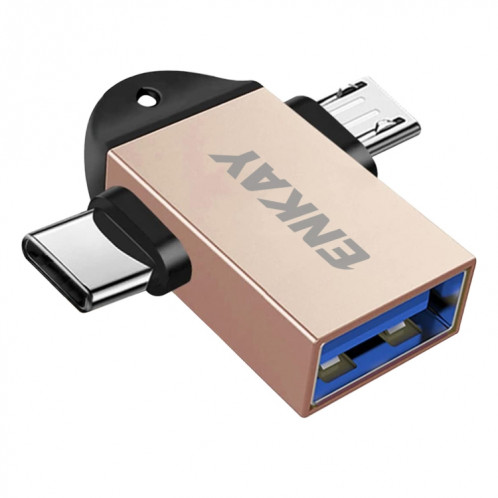 ENKAY ENK-AT112 2 IN 1 TYPE-C + Micro USB vers USB 3.0 Adaptateur OTG en alliage en aluminium (Golden) SE801B1455-36