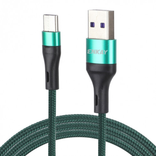 ENKAY ENK-CB119 1M USB 3.0 à USB-C / TYPE-C 5A Câble de données de synchronisation de chargement rapide (vert) SE001D397-37