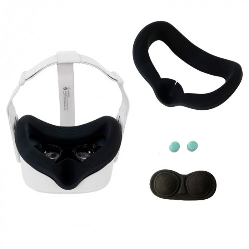 JD-391215 Convient pour Oculus Quest2 Generation VR Mask Mask Silicone Cover + Lens Cover Set (noir) SH501B1791-36