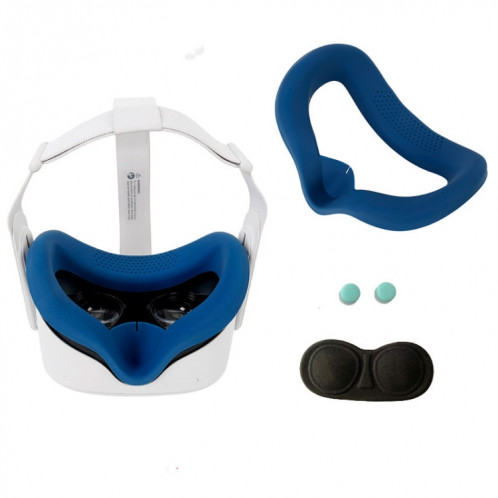 JD-391215 Convient pour Oculus Quest2 Generation VR Mask Mask Silicone Cover + Lens Cover Set (Navy Blue) SH501D704-36