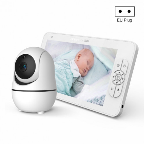 SM70PTZ 7 pouces écran 2.4GHz moniteur numérique sans fil pour bébé, vision nocturne automatique/interphone vocal bidirectionnel (prise ue) SH301B846-37