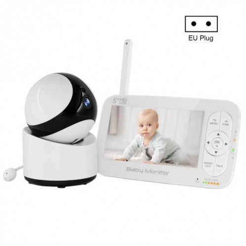 DY55A berceuses intégrées vidéo babyphone 5 pouces écran numérique sans fil bébé moniteur caméra (prise ue) SH901B854-36