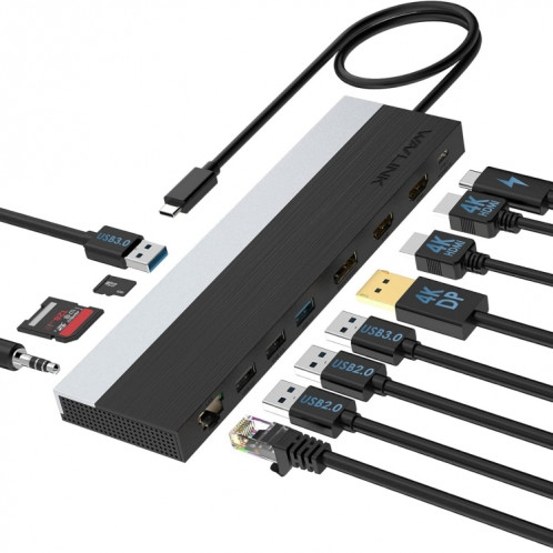 Wavlink UMD08 DisplayPort 12 en 1 Station d'accueil à triple écran Type-C SW3245664-38