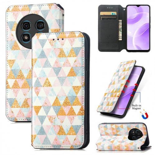 Pour Ulefone Note 15 CaseNeo Étui de téléphone en cuir magnétique coloré (losange) SH601E486-37
