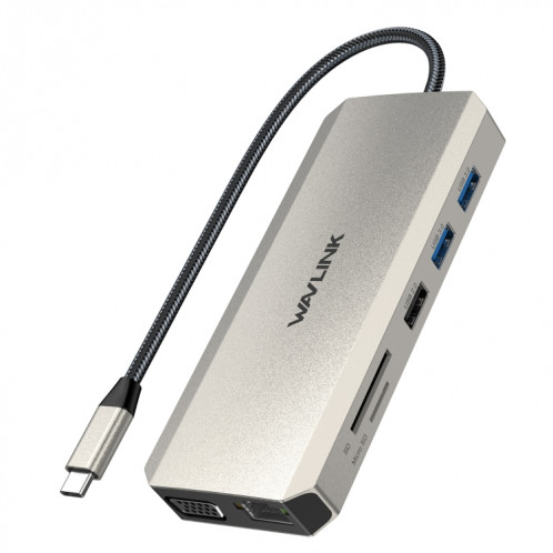 WAVLINK WL-UMD301 Adaptateur multiport 12 en 1 2 * HDMI + 1 * VGA Station d'accueil Hub USB-C triple affichage SW482986-38
