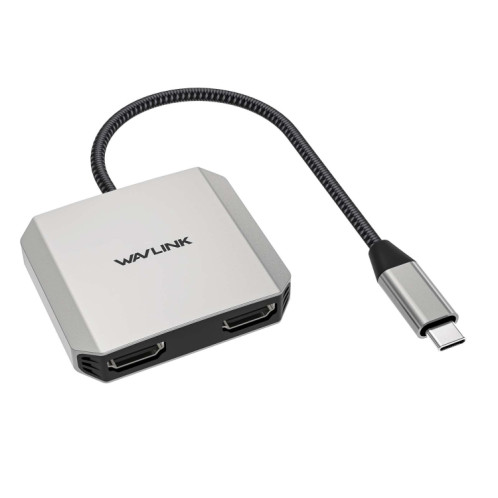 WAVLINK WL-UHP510Pro Convertisseur vidéo 4K/60 Hz Adaptateur USB-C mâle vers double HDMI femelle SW5662388-311