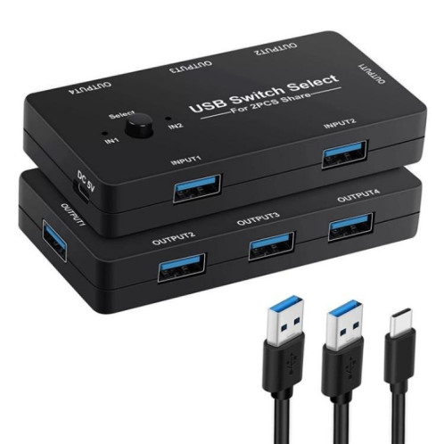 Console de jeu PC U7 4 en 1, commutateur USB, concentrateur, répartiteur KVM 2 entrées 4 sorties, commutateur partagé USB SH8625995-39