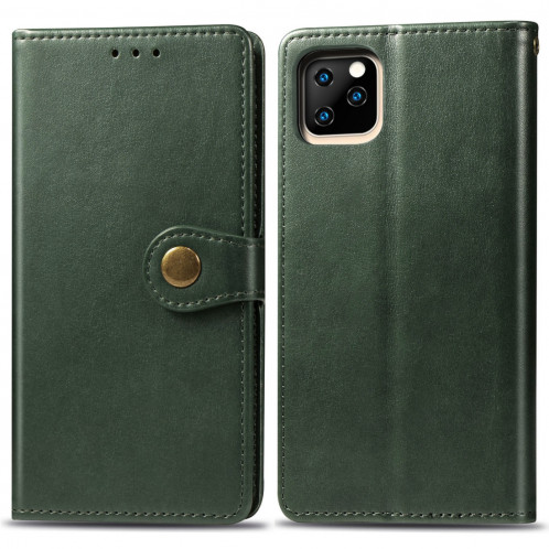 Etui en cuir de protection pour téléphone portable avec boucle pour photo, cadre photo et fente pour carte, portefeuille et support pour iPhone 11 Pro Max (vert) SH301E1139-315