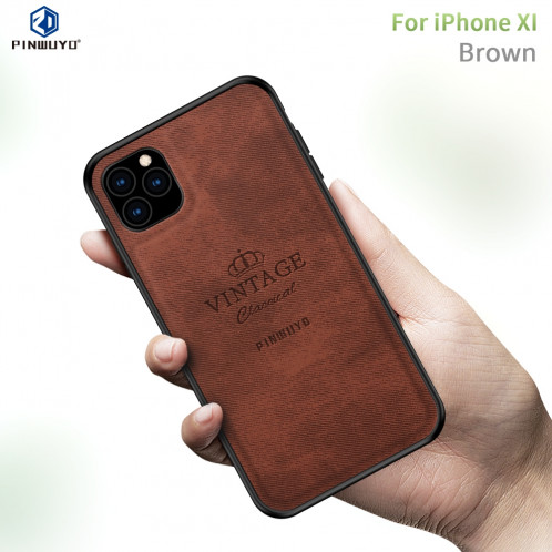 PINWUYO PC + TPU + étui de protection de la peau imperméable antichoc étanche pour iPhone 11 Pro (Marron) SP005C32-313