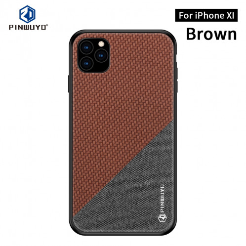 PINWUYO Étui de protection en PC + TPU antichoc série pour iPhone 11 Pro (brun) SP704C809-311