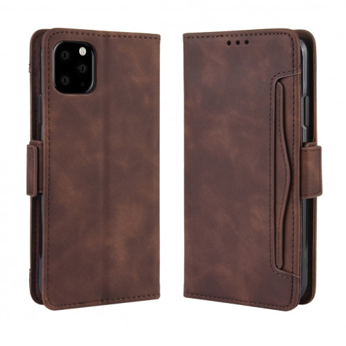 Etui en cuir de style portefeuille style skin veau pour iPhone 11 Pro, avec fente pour carte séparée (Marron) SH401B262-311