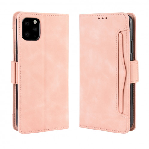 Étui en cuir de style portefeuille style skin veau pour iPhone 11 Pro, avec fente pour carte séparée (rose) SH401E604-311