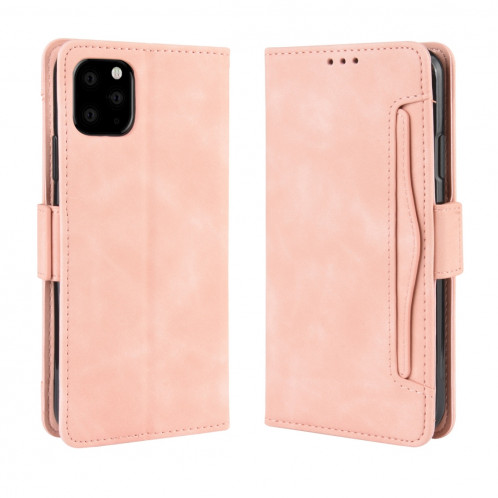 Étui en cuir de style portefeuille style skin veau pour iPhone 11 Pro Max, avec fente pour carte séparée (rose) SH601E643-311