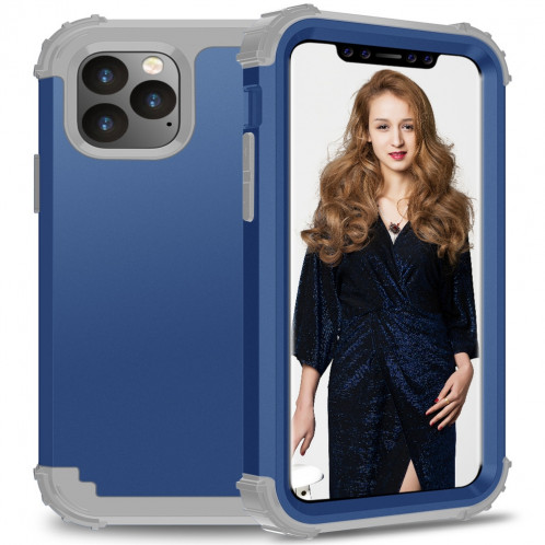 Pour iPhone 11 Pro Max PC + Silicone Protection anti-chute de téléphone portable en trois pièces Couverture Bback (Bleu) SH301B1883-310