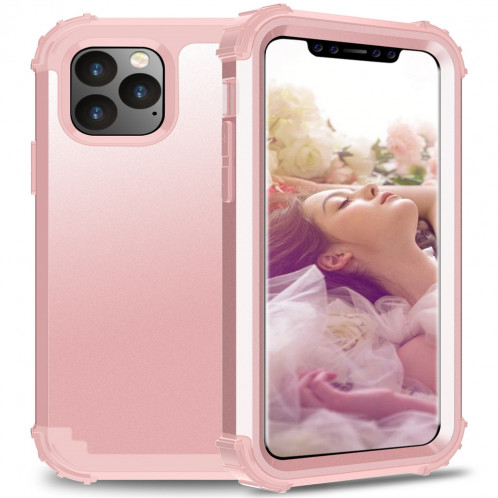 Pour iPhone 11 Pro Max PC + Silicone Protection anti-chute de téléphone portable en trois pièces Couverture Bback (Or rose) SH301D1927-310