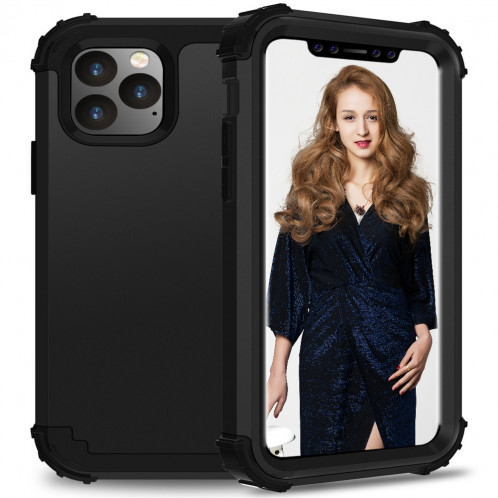 Pour iPhone 11 Pro Max PC + Silicone Protection anti-chute de téléphone portable en trois pièces Couverture Bback (Noir) SH301E397-310