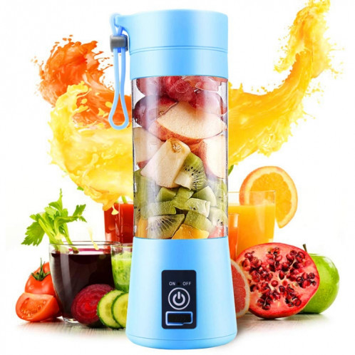 Bouteille de mélangeur de tasse de fabricant de jus d'orange d'agrumes de légume automatique rechargeable par USB (380ML) (4 lames bleues) SH201G731-310