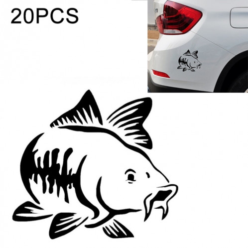 20 PCS Carp Fish Shape Window Autocollant De Voiture Réfléchissant Car Styling Décoration (Noir) SH701A146-35