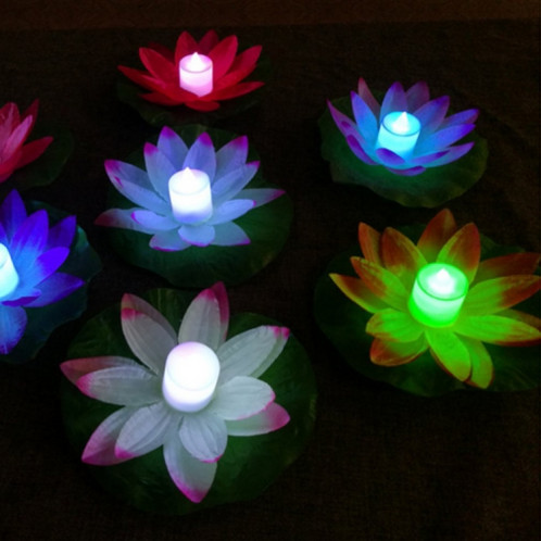 3 couleur LED Flood Artificielle Lotus Flottant Lampes De Forme De Fleur Pour La Piscine Extérieure Souhaitant Fête (Rose) SH401A1436-35
