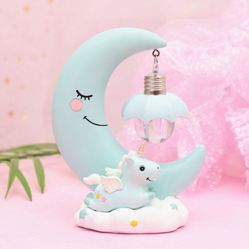Lune résine dessin animé romantique chambre décor lampe de nuit bébé enfants cadeau de Noël d'anniversaire (bleu) SH701A1231-36