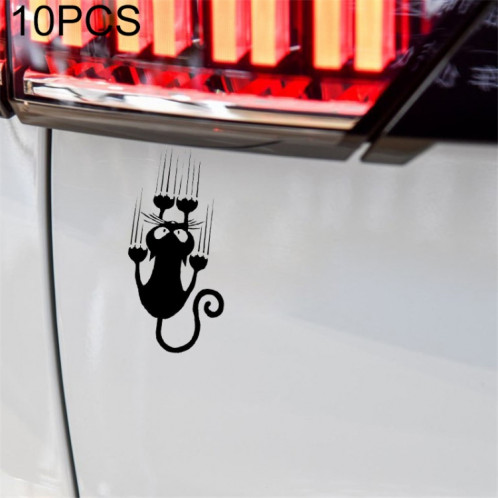 10 PCS YOJA Motif De Chat Imperméable Autocollant De Voiture Drôle Animal Decal De Vinyle Autocollant De Voiture Fenêtre Autocollants pour voiture, Taille: 7.5x15cm (Noir) SH801A201-34