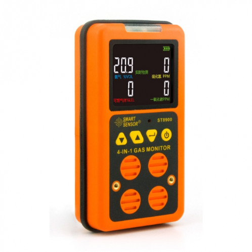 ST8900 4 en 1 Gaz toxique de monoxyde de carbone CO Détecteur hydrogène sulfuré H2S oxygène gaz combustible Écran LCD Monitor Test, son léger vibration d'alarme, CN Fiche SH2230188-36