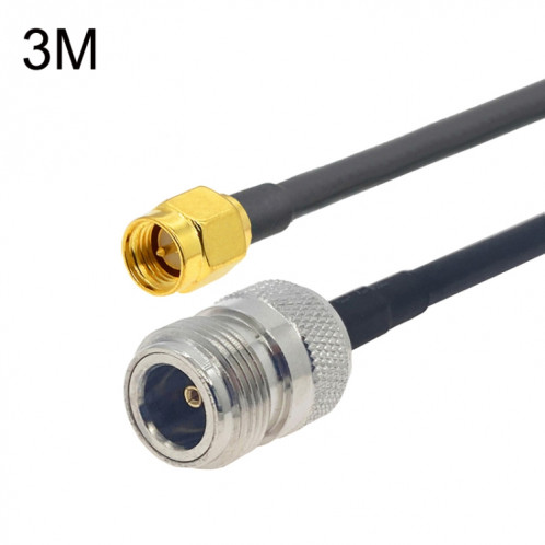 Câble adaptateur coaxial SMA mâle vers N femelle RG58, longueur du câble : 3 m. SH7104519-34