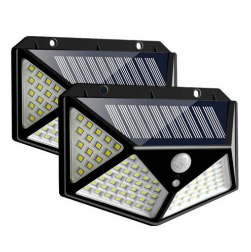 2 PCS 100 LED Patio extérieur Applique murale à induction solaire Balcon réglable Éclairage de jardin Petit réverbère SH30021289-310