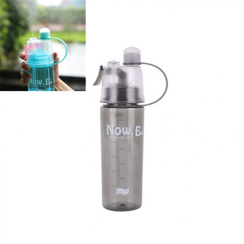 Bouteille d'eau de pulvérisation créative Bouteille de sport portable avec couvercle Coupe en plastique de beauté d'hydratation d'été, taille: 400 ML (noir) SH201A951-34
