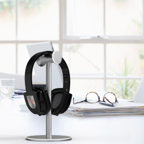 Support d'écouteur en métal monté sur la tête Présentoir de bureau Internet Cafe (gris argenté) SH701B577-38