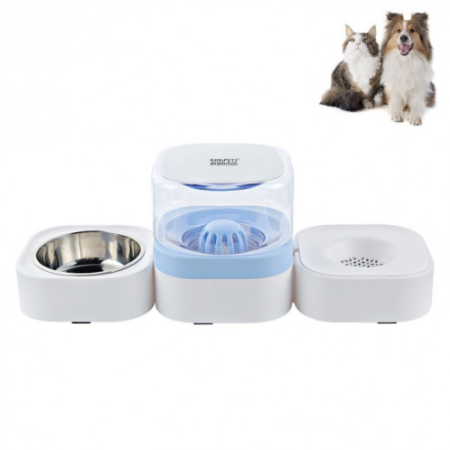 Fontaine à boire automatique lavable amovible transparente pour animaux de compagnie avec boîte à aliments en acier inoxydable, spécification: bol simple (bleu) SH9303294-38