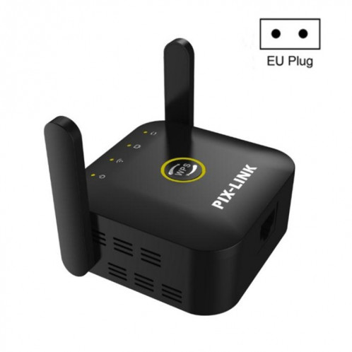 PIX-LINK WR22 Extendeur d'amélioration de l'amplification du signal sans fil Wifi 300 Mbps, Type de prise: Prise UE (Noir) SP601A1570-312