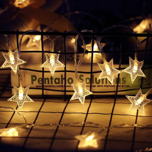 Lumières LED de chaîne de fil de cuivre d'étoile de 3M pour la décoration de mariage de Noël, alimentées par batterie (blanc chaud) SH601A1302-35