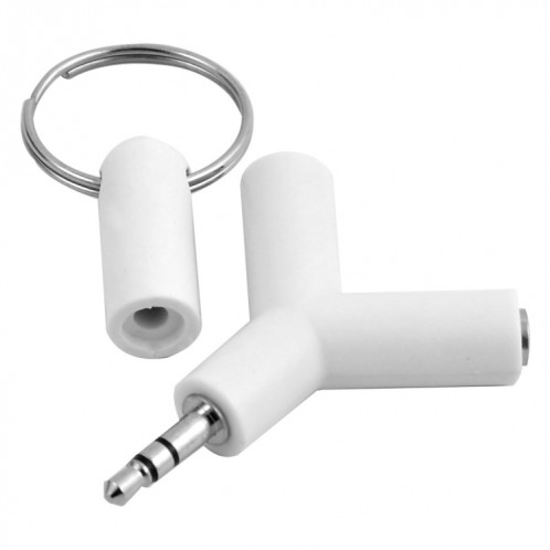 Mini en forme de Y 3.5mm mâle à double 3.5mm femelle Jack Audio Adaptateur casque Connecteur Keychain (Blanc) SH701B247-36