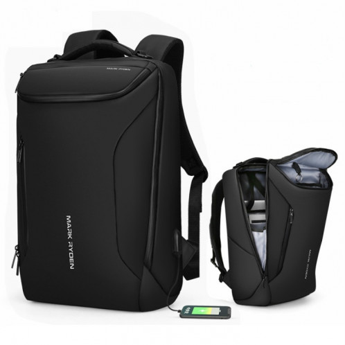Mode hommes sac à dos multifonctionnel sac étanche pour ordinateur portable sac de voyage avec port de chargement USB (noir) SH401A1462-37