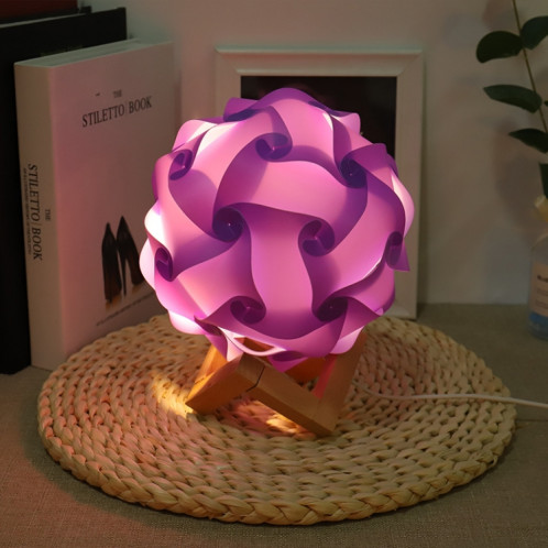Lampe de décoration de chambre romantique de chevet de chambre créative USB ronde avec base en bois, style: kit de matériel de bricolage (violet) SH001C704-36